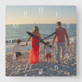 Custom Family Photo Fyrkantig Klocka