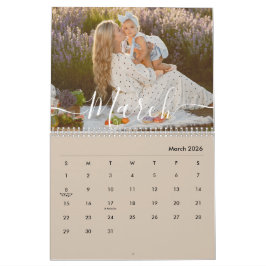 Custom Family Photo | Personalized Beige Taupe Kalender