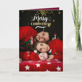 Custom family photos merry christmas Card Helgkort