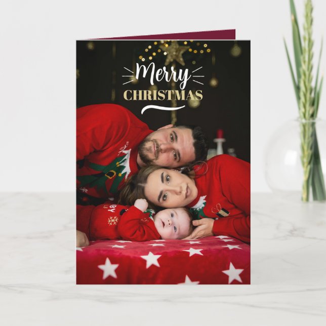 Custom family photos merry christmas Card Helgkort (Framsida)