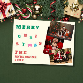 Custom family photos merry christmas Card Julkort