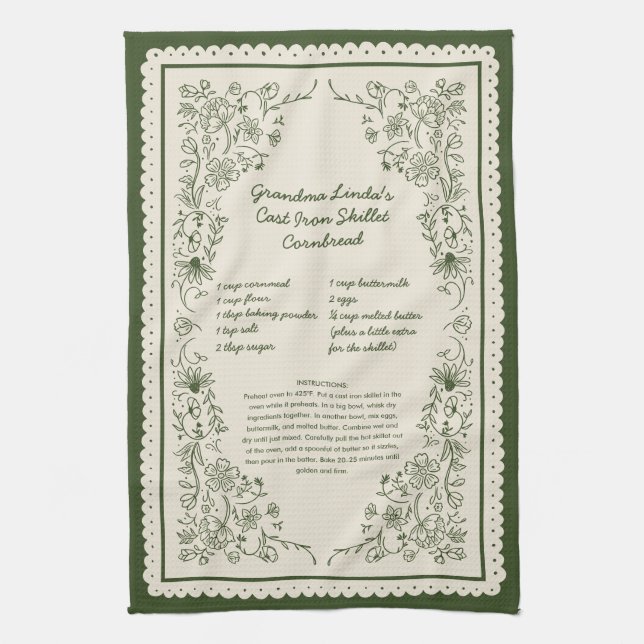 Custom Family Recipe Kitchen Towel Keepsake Kökshandduk (Vertikal)