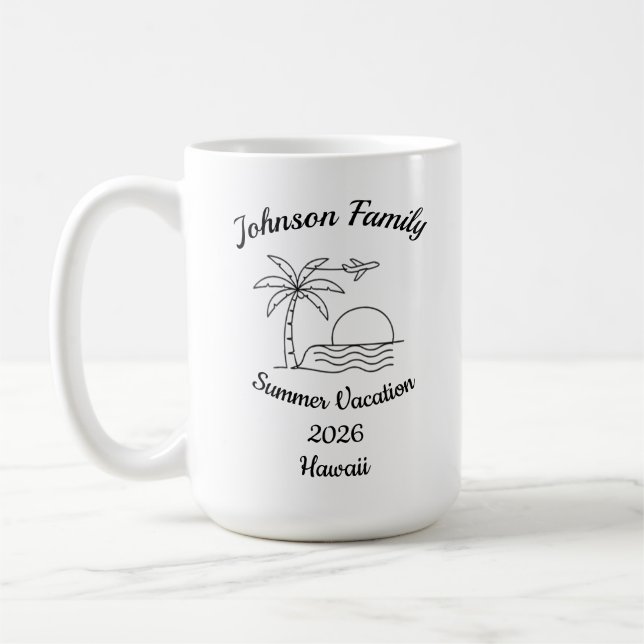 Custom Family Reunion Beach Summer Vacation White Kaffemugg (Vänster)