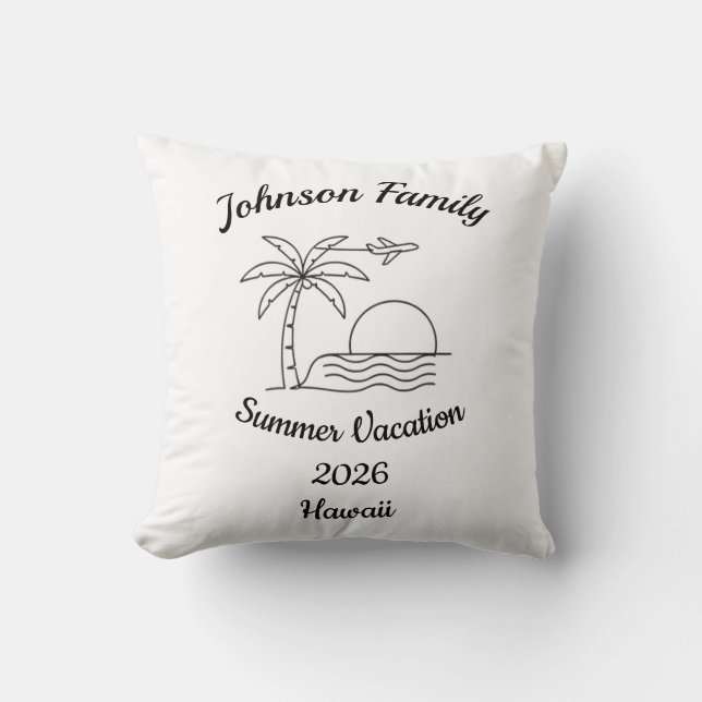 Custom Family Reunion Beach Summer Vacation White Kudde (Framsida)