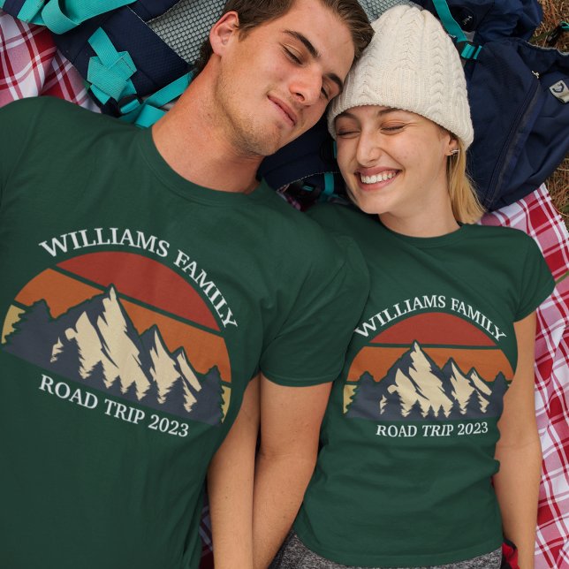 Custom Family Reunion Road Trip Mountain Sunset T Shirt (Skapare uppladdad)