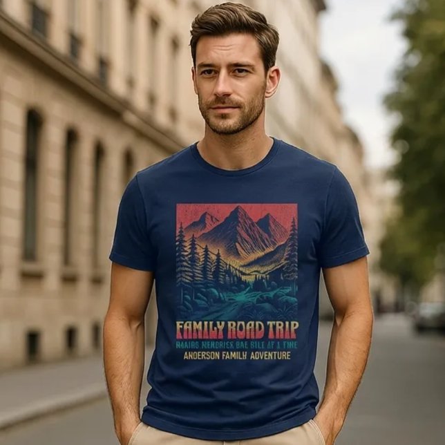 Custom Family Reunion Road Trip Mountain T Shirt (Custom family road trip matching shirts for your outdoor adventures. Retro style. Fun to wear. )
