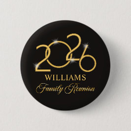 Custom Family Reunion Souvenir Pin, Black Gold Knapp