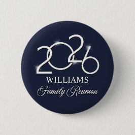Custom Family Reunion Souvenir Pin, Navy Silver Knapp