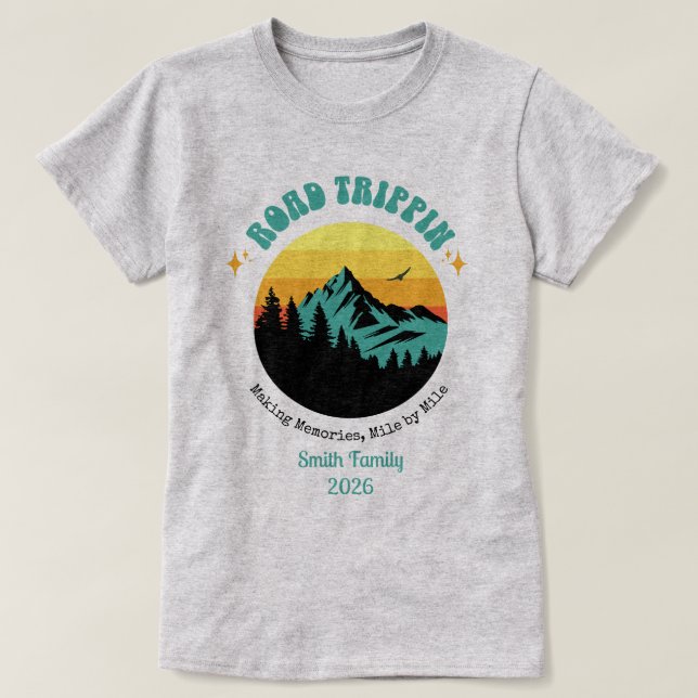 Custom Family Vacation Road Outdoor Trip Matching T Shirt (Design framsida)