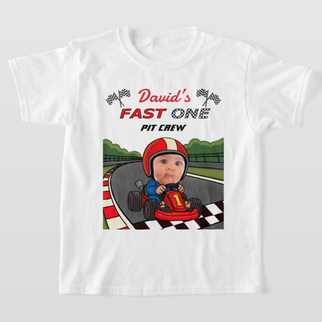 Custom Fast One Pit Crew Kids T Shirt (Laydown)