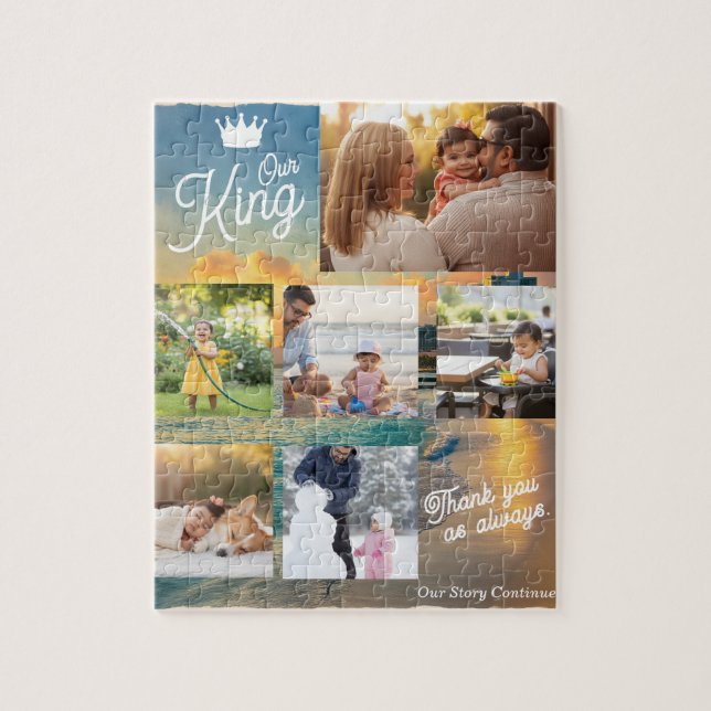 Custom Father's Day Photo Collage | Our King Pussel (Vertikal)