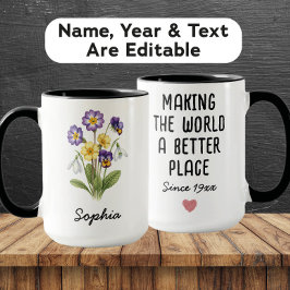 Custom February Birth Flower - Personalized Name Mugg