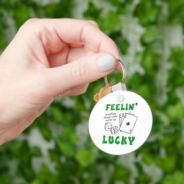 Custom Feelin' Lucky Postive Affirmation Nyckelring (Hand)