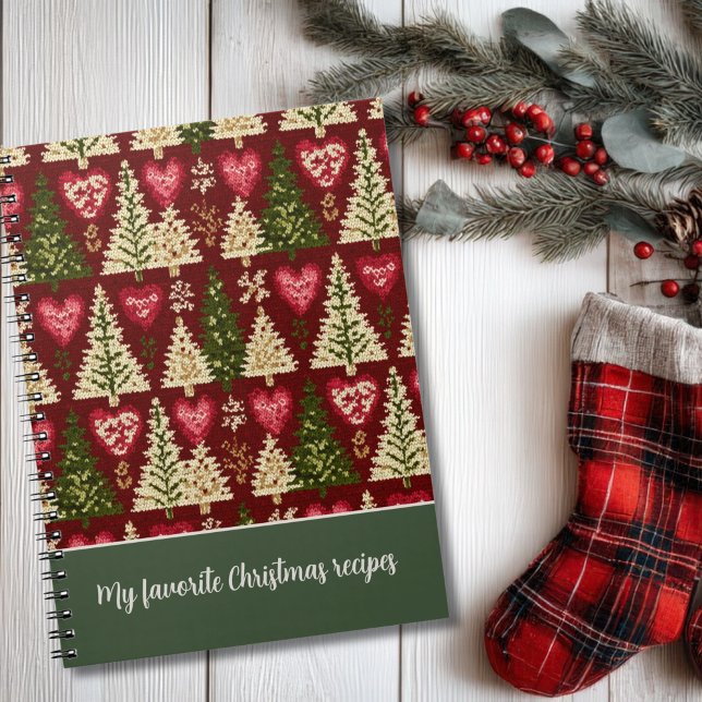 Custom Festive Knitted Style Pattern Recipe  Anteckningsbok (Skapare uppladdad)
