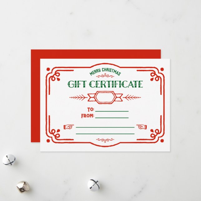 Custom Fill in the Blank Holiday Gift Certificate Julkort (Fram/Back In Situ)