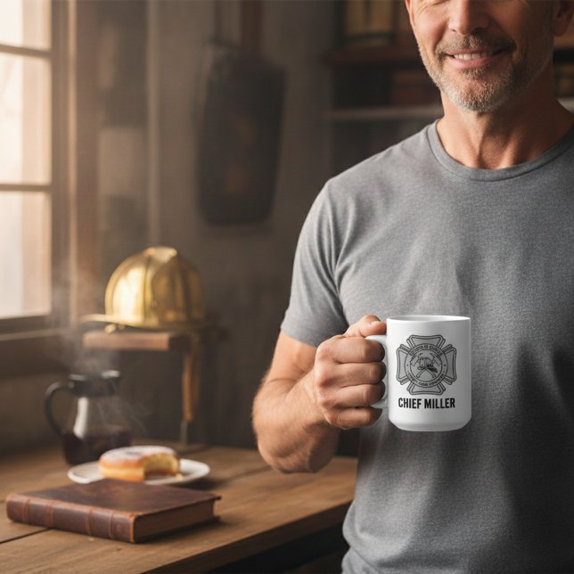 Custom Firefighter Name Years of Service Gift Kaffemugg (Skapare uppladdad)