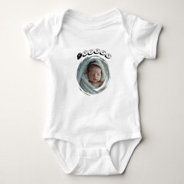 Custom First Birthday Photo Design with Baby Name T Shirt (Framsida)
