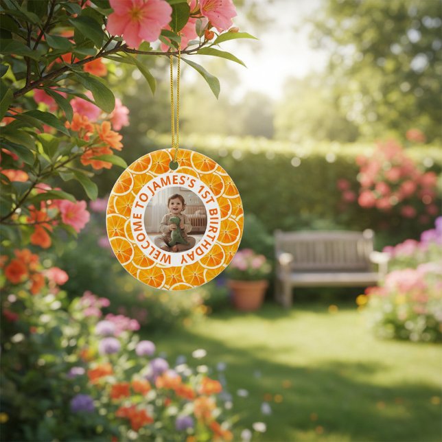 Custom First Birthday Round Ceramic Ornament  (Skapare uppladdad)