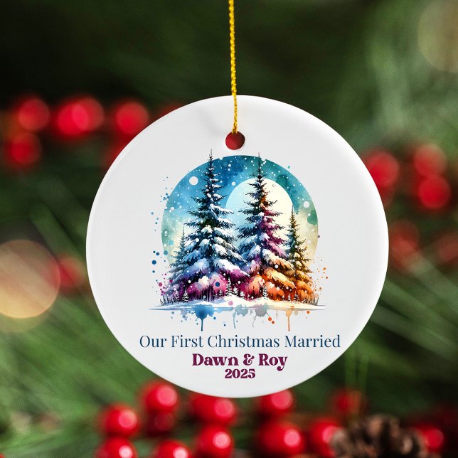 Custom first Christmas married, personalized gift, Julgransprydnad Keramik (Skapare uppladdad)