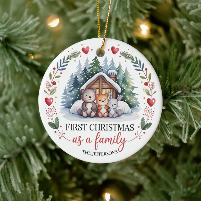 Custom First Family Christmas Julgransprydnad Keramik (Träd)