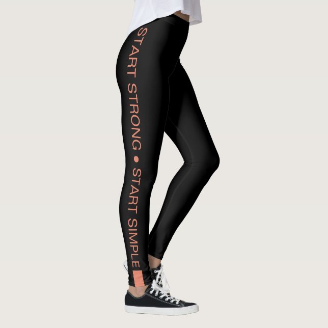 Custom Fitness Studio Slogan Orange on Black Leggings (Höger)