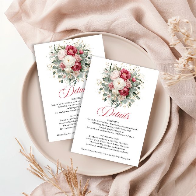 Custom Floral Greenery Wedding Details Tilläggskort (Custom Floral Greenery Wedding Details)