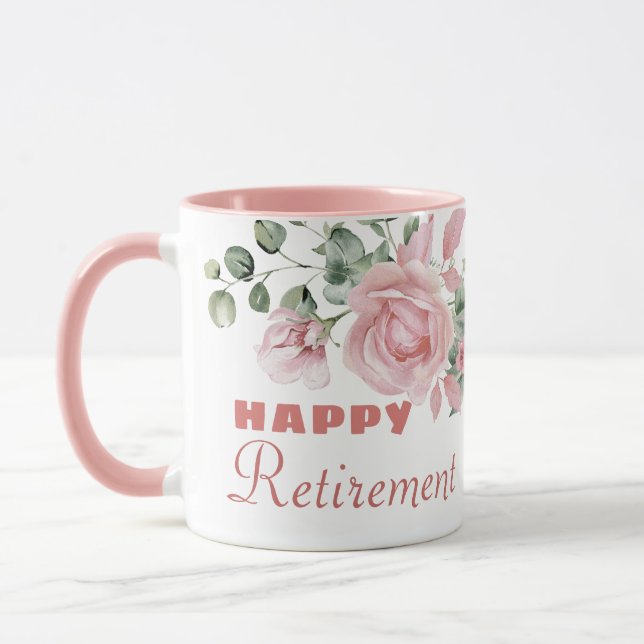 Custom Floral Happy Retirement  Mugg (Vänster)