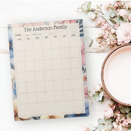 Custom Floral Monthly Calendar Notepad Anteckningsblock