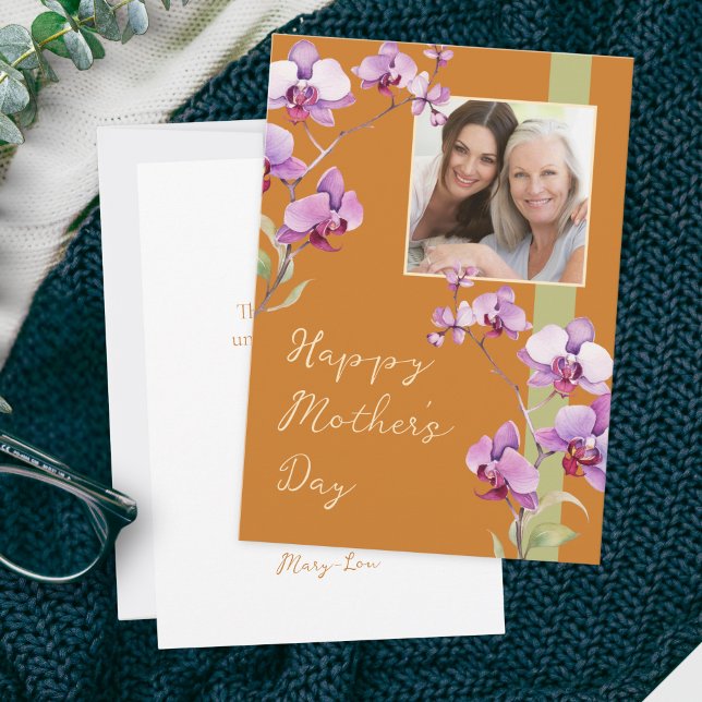 Custom Floral Mother's Day Photo card Kort (Skapare uppladdad)