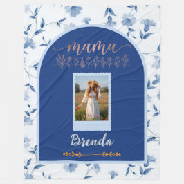 Custom Floral Photo Blanket - "MAMA" Birth Flower  Fleecefilt