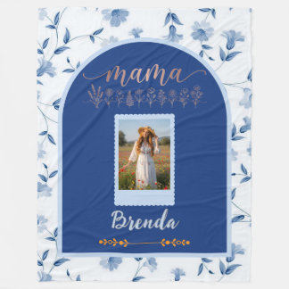 Custom Floral Photo Blanket - "MAMA" Birth Flower Fleecefilt