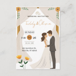 Custom Floral Wedding Invitation - Elegant Bride  Tilläggskort
