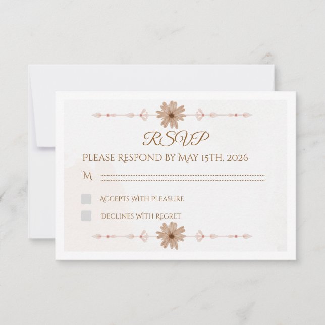 Custom Floral Wedding RSVP Card OSA Kort (Framsida)