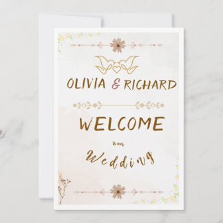 Custom Floral Wedding Welcome Sign Inbjudningar