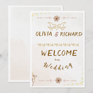 Custom Floral Wedding Welcome Sign Inbjudningar