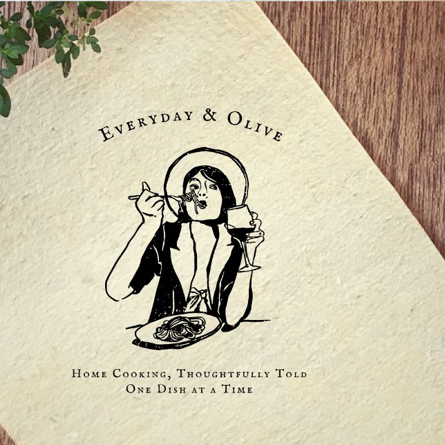 Custom Food Blogger Branding Rubber Stamp Stämpel (Skapare uppladdad)