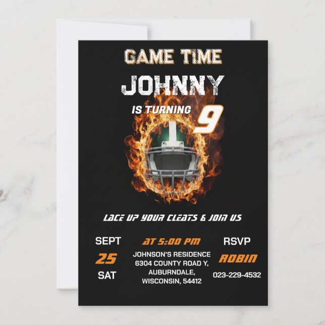 Custom Football birthday invitation Inbjudningar (Framsida)