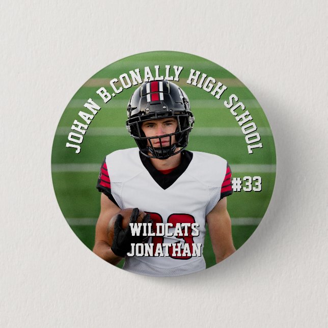 Custom Football Button High School Team Number Knapp (Framsida)