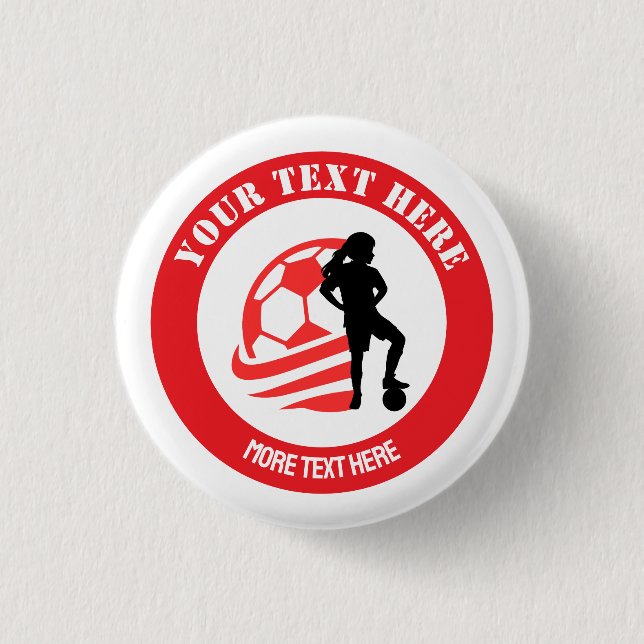 Custom Football Girl kid's Football Birthday Party Knapp (Framsida)