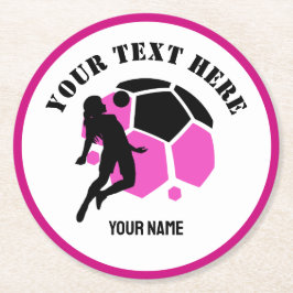 Custom Football Girl kid's Football Birthday Party Underlägg Papper Rund
