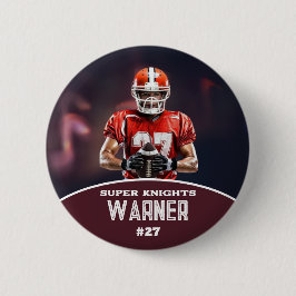 Custom Football Photo and Name Sports Button Knapp