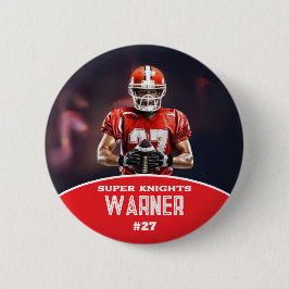 Custom Football Photo and Name Sports Button Knapp