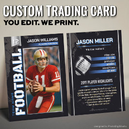 Custom Football Trading Card, Blue Power Player