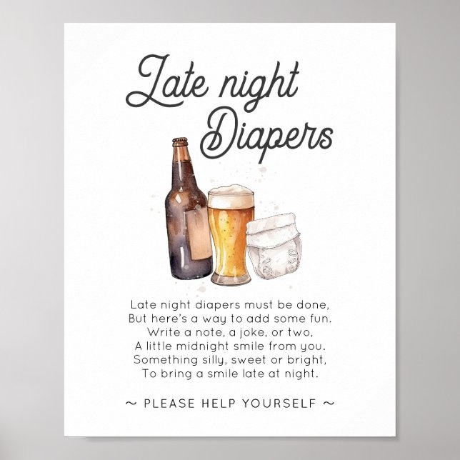 Custom for Leah_ Late Night Diapers Sign 2 Poster (Framsidan)