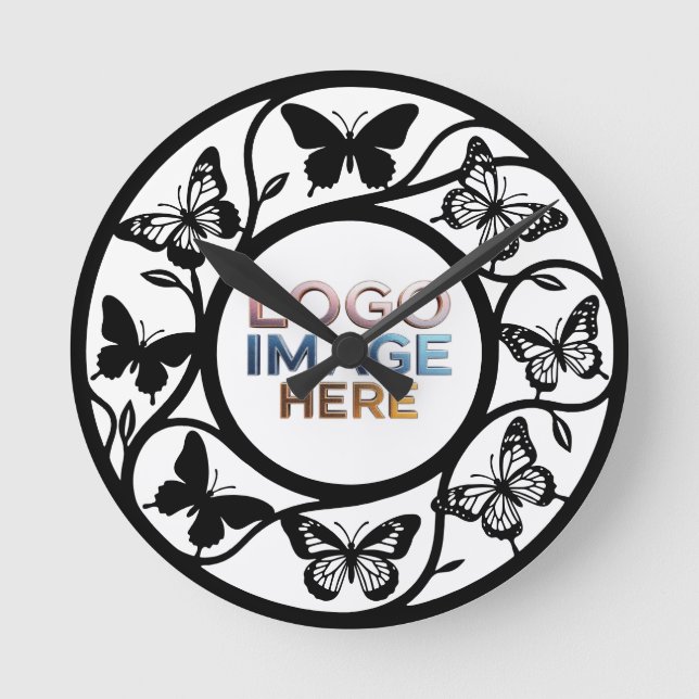Custom Forest black Butterfly Wall Clock Rund Klocka (Framsida)