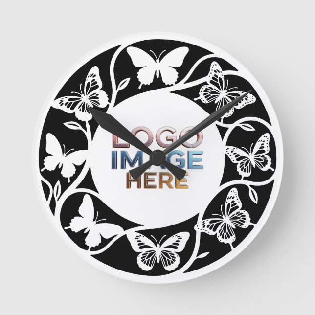 Custom Forest white Butterfly Wall Clock Rund Klocka (Framsida)