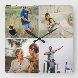Custom Four Photo Collage Template Modern  Fyrkantig Klocka