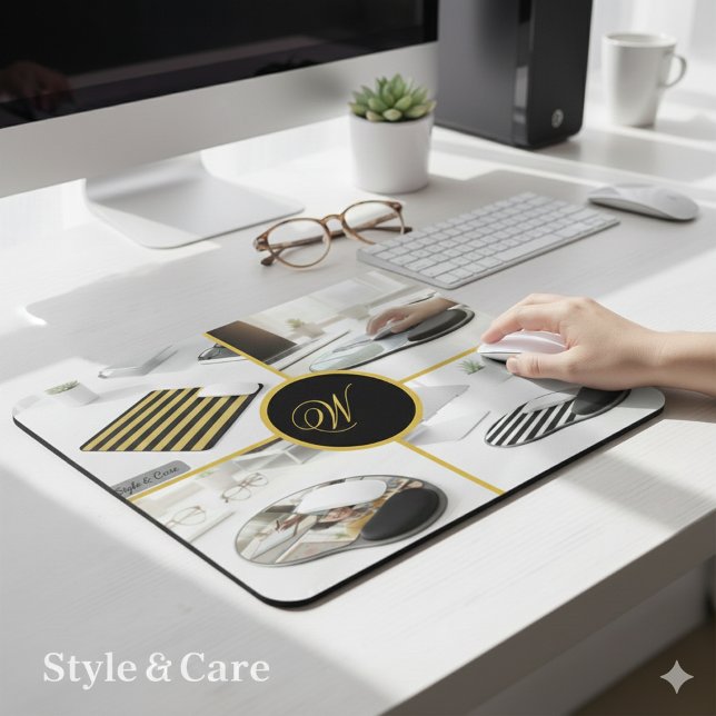 Custom Four Photo Monogram Design Perfect Musmatta (Custom Four Photo Monogram Design Perfect Mouse Pad)