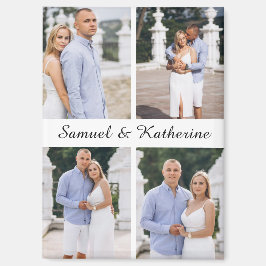 Custom Four Photo Romantic Keepsake with Names Magnet