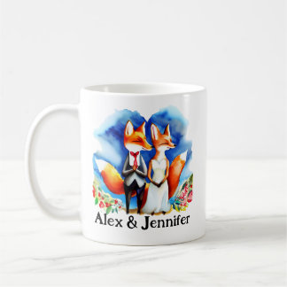 Custom Fox Couple Names Personalized Kaffemugg